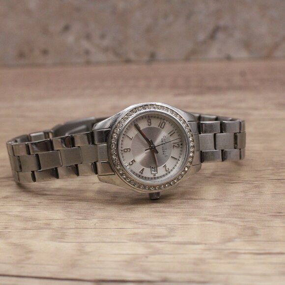 Caravelle Watch Womens Silver Tone Stainless Steel Classic Rhinestones Dial - Picture 5 of 9
